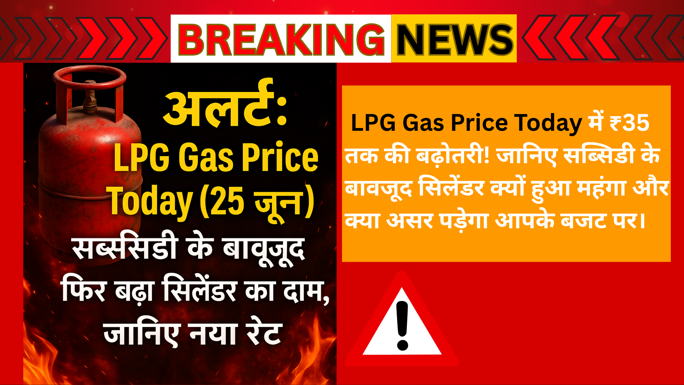 LPG Gas Price Today जून 2025 – सब्सिडी के बावजूद सिलेंडर का रेट बढ़ा